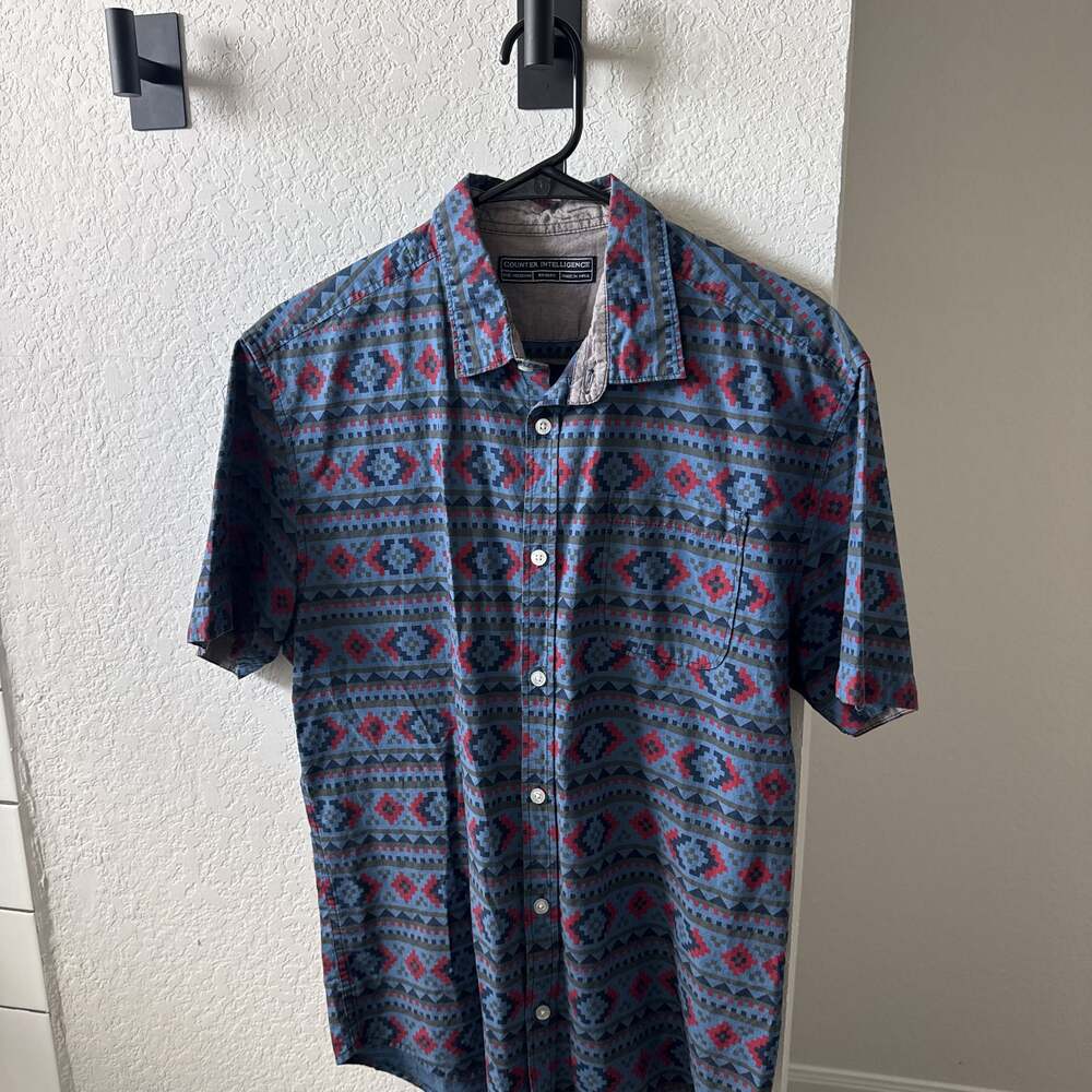 Counter Intelligence Men Short Sleeve Aztec Shirt